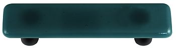Steel Blue Rectangle Glass Cabinet Pull - Black Post