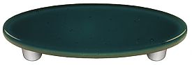 HK1032-POA Steel Blue Oval Glass Cabinet Pull - Aluminum Post