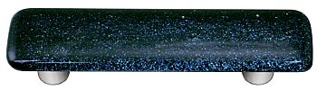 HK1033-PA Dark Metallic Blue Rectangle Glass Cabinet Pull - Aluminum Post