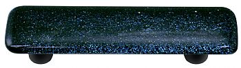 HK1033-PB Dark Metallic Blue Rectangle Glass Cabinet Pull - Black Post