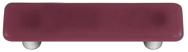 Light Plum Rectangle Glass Cabinet Pull - Aluminum Post