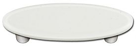 White Oval Glass Cabinet Pull - Aluminum Post