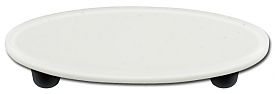 White Oval Glass Cabinet Pull - Black Post