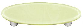 French Vanilla Oval Glass Cabinet Pull - Aluminum Post