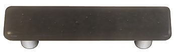 Deco Gray Rectangle Glass Cabinet Pull - Aluminum Post