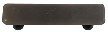 Deco Gray Rectangle Glass Cabinet Pull - Black Post