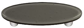 Deco Gray Oval Glass Cabinet Pull - Aluminum Post