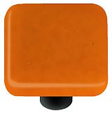 Burnt Orange Square Glass Cabinet Knob - Black Post