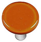 Burnt Orange Round Glass Cabinet Knob - Aluminum Post