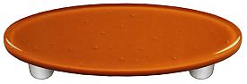 Burnt Orange Oval Glass Cabinet Pull - Aluminum Post