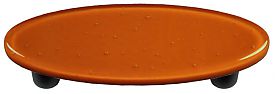 Burnt Orange Oval Glass Cabinet Pull - Black Post