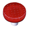 Bubbles Red Round Glass Cabinet Knob - Black Post