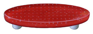 HK1200-POB Bubbles Red Oval Glass Cabinet Pull - Black Post