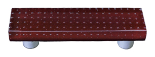 HK1201-PB Bubbles Deep Red Rectangle Glass Cabinet Pull - Black Post