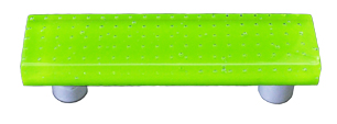 Bubbles Spring Green Rectangle Glass Cabinet Pull - Black Post