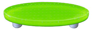 HK1205-POB Bubbles Spring Green Oval Glass Cabinet Pull - Black Post