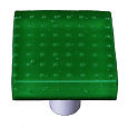 Bubbles Dark Forest Green Square Glass Cabinet Knob - Black Post