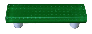 Bubbles Dark Forest Green Rectangle Glass Cabinet Pull - Aluminum Post