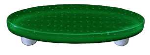 Bubbles Dark Forest Green Oval Glass Cabinet Pull - Aluminum Post