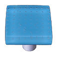 Bubbles Light Cyan Square Glass Cabinet Knob - Black Post