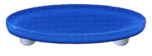 Bubbles Egyptian Blue Oval Glass Cabinet Pull - Black Post