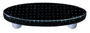 Bubbles Black Oval Glass Cabinet Pull - Black Post