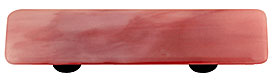 Swirl Light Cranberry Rectangle Glass Cabinet Pull - Black Post
