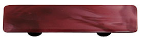 Swirl Dark Cranberry Rectangle Glass Cabinet Pull - Black Post