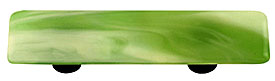 Swirl Light Green Rectangle Glass Cabinet Pull - Black Post