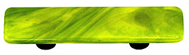 Swirl Yellow Green Rectangle Glass Cabinet Pull - Aluminum Post