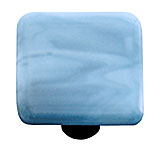 Swirl Powder Blue Square Glass Cabinet Knob - Black Post