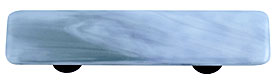 Swirl Powder Blue Rectangle Glass Cabinet Pull - Black Post