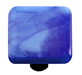 Swirl Cobalt Blue Square Glass Cabinet Knob - Aluminum Post