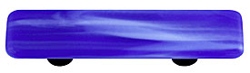 HK2007-PB Swirl Cobalt Blue Rectangle Glass Cabinet Pull - Black Post