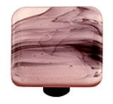 Hot Knobs HK2051-KB Black Swirl Petal Pink Square Glass Cabinet Knob - Black Post