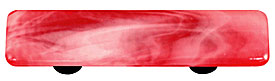 White Swirl Brick Red Rectangle Glass Cabinet Pull - Aluminum Post
