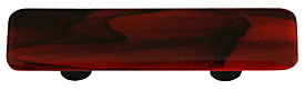 Black Swirl Brick Red Rectangle Glass Cabinet Pull - Black Post