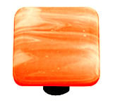 White Swirl Opal Orange Square Glass Cabinet Knob - Aluminum Post