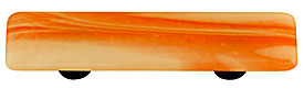 White Swirl Opal Orange Rectangle Glass Cabinet Pull - Aluminum Post
