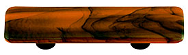 Black Swirl Opal Orange Rectangle Glass Cabinet Pull - Aluminum Post