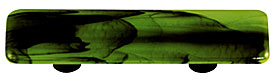 Black Swirl Spring Green Rectangle Glass Cabinet Pull - Aluminum Post