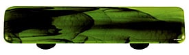 Black Swirl Spring Green Rectangle Glass Cabinet Pull - Black Post