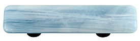 White Swirl Powder Blue Rectangle Glass Cabinet Pull - Black Post