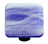 White Swirl Cobalt Blue Square Glass Cabinet Knob - Aluminum Post