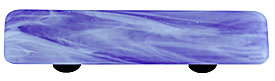 White Swirl Cobalt Blue Rectangle Glass Cabinet Pull - Black Post