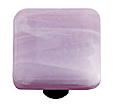 White Swirl Dusty Lilac Square Glass Cabinet Knob - Aluminum Post
