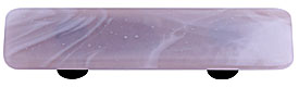 White Swirl Dusty Lilac Rectangle Glass Cabinet Pull - Black Post