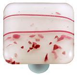 Mardi Gras Pink with White Square Glass Cabinet Knob - Black Post