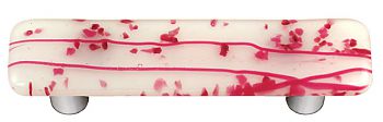 Mardi Gras Pink with White Rectangle Glass Cabinet Pull - Black Post