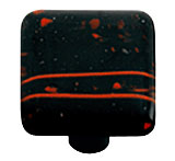 Mardi Gras Red with Black Square Glass Cabinet Knob - Black Post